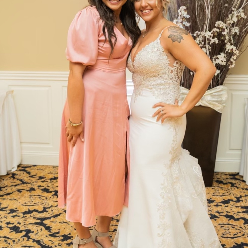 Salmon colored Satin Dress